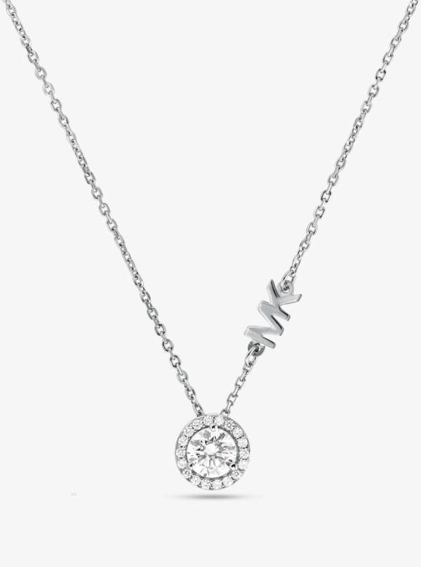 Damske Náhrdelník Michael Kors Precious Metal-Plated Sterling Silver Pavé Halo Strieborne - Šperky Michael Kors Outlet | BFGYH-5980
